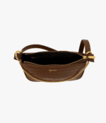 Mocha Croc Luxe Vegan Leather Shoulder Bag for Women - Image 3